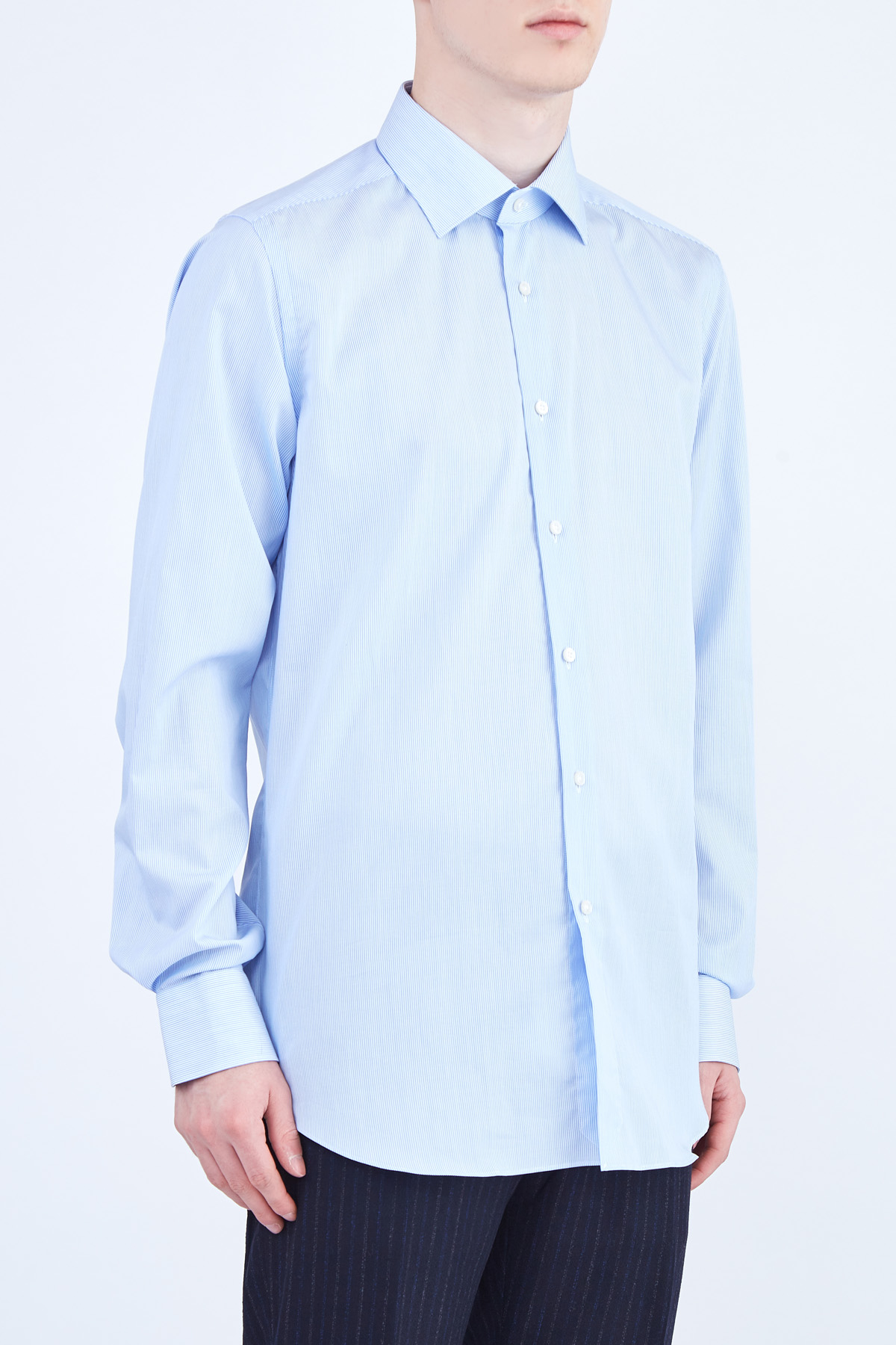 Рубашка из поплина с принтом в тонкую полоску XACUS, цвет голубой, размер 48;54;52 - фото 3